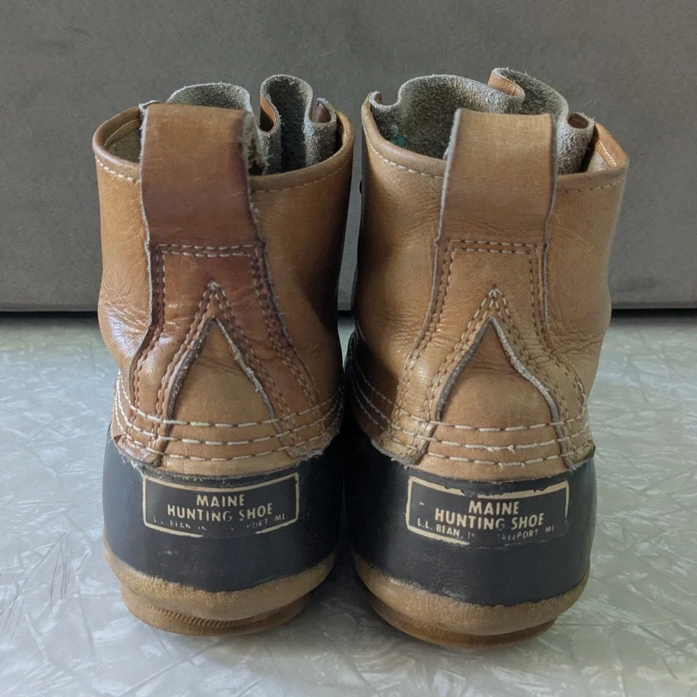 Vintage LL Bean Mens 9 Hunting Duck Boots Brown Tan Made in USA